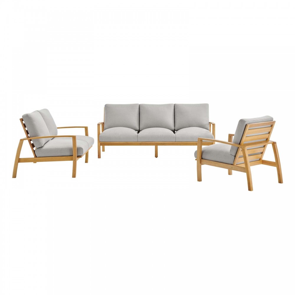 Orlean 3 Piece Outdoor Patio Eucalyptus Wood Set