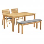 Syracuse 4 Piece Outdoor Patio Eucalyptus Wood Dining Set