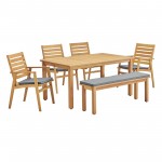 Syracuse 6 Piecce Outdoor Patio Eucalyptus Wood Dining Set