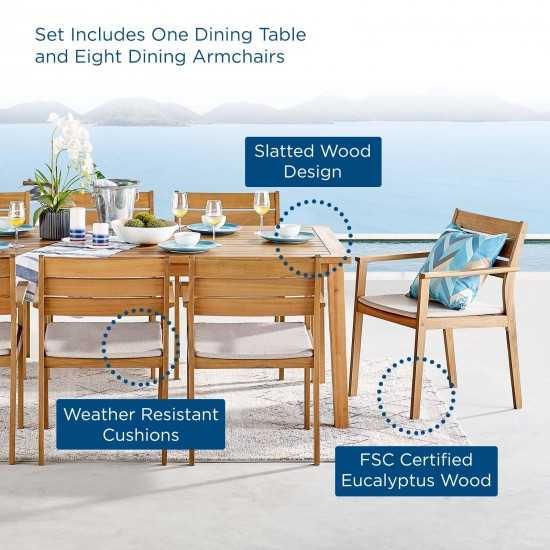 Viewscape 9 Piece Outdoor Patio Ash Wood Dining Set