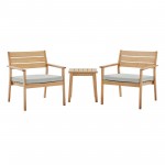 Breton 3 Piece Outdoor Patio Ash Wood Set