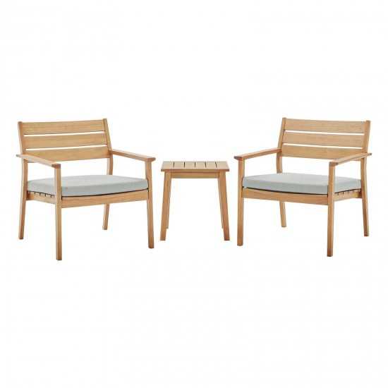 Breton 3 Piece Outdoor Patio Ash Wood Set