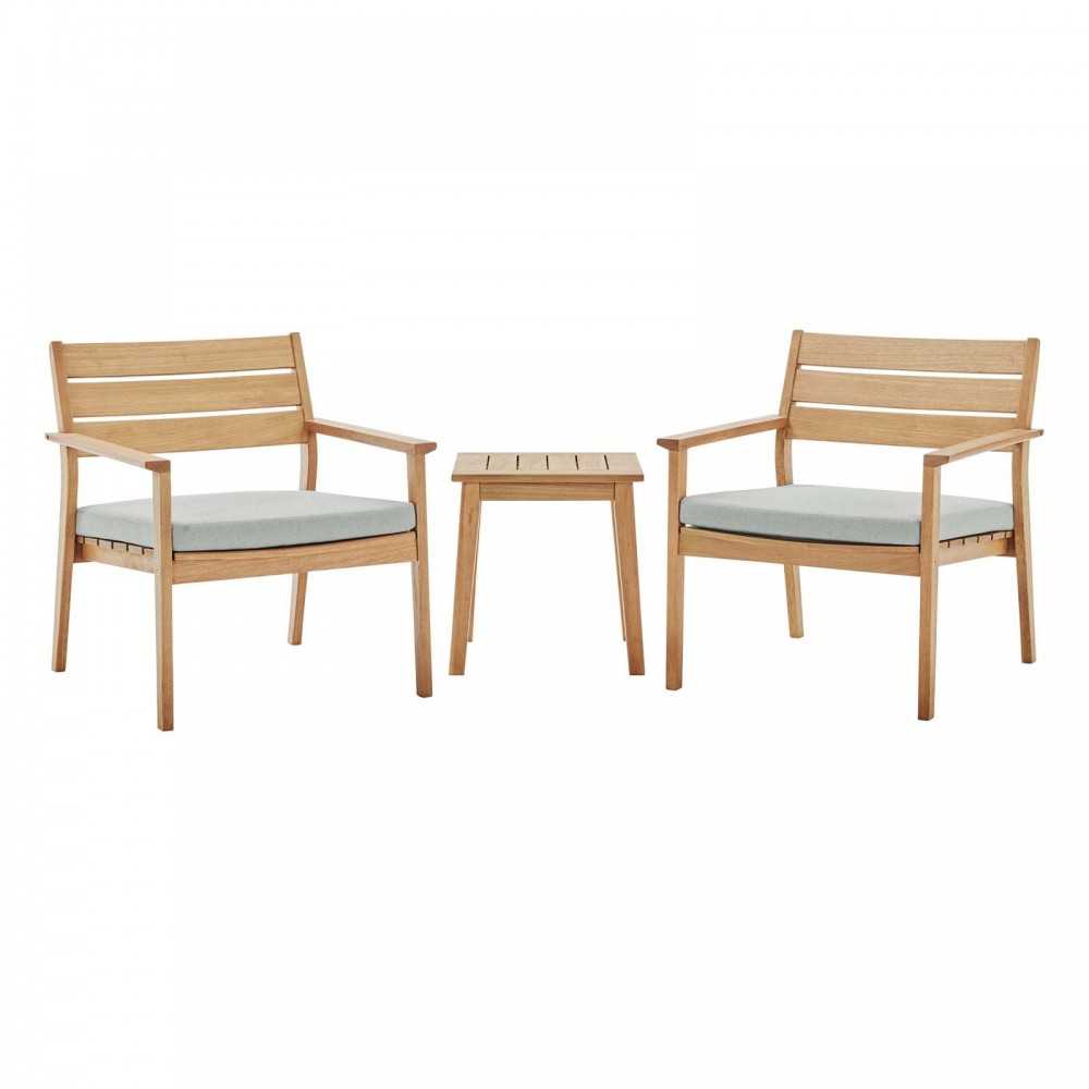 Breton 3 Piece Outdoor Patio Ash Wood Set