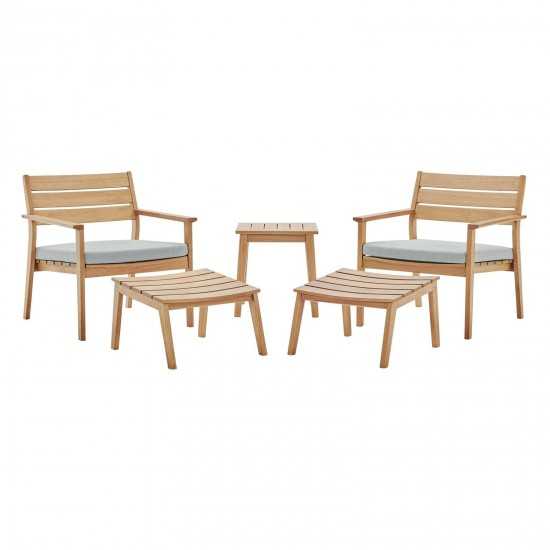 Breton 5 Piece Outdoor Patio Ash Wood Set