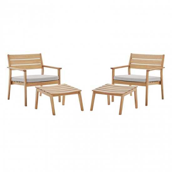 Breton 4 Piece Outdoor Patio Ash Wood Set