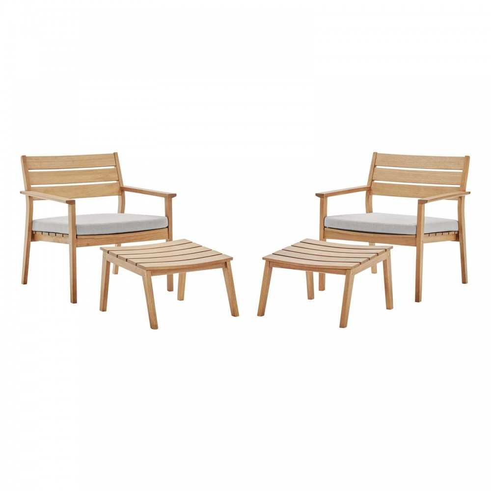 Breton 4 Piece Outdoor Patio Ash Wood Set