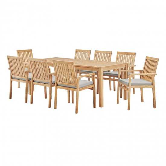 Farmstay 9 Piece Outdoor Patio Teak Wood Dining Set