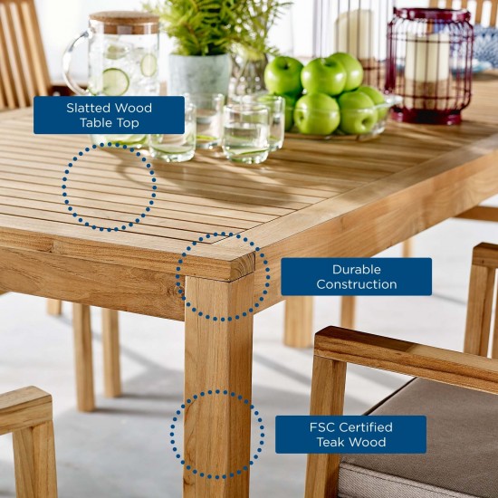Farmstay 9 Piece Outdoor Patio Teak Wood Dining Set