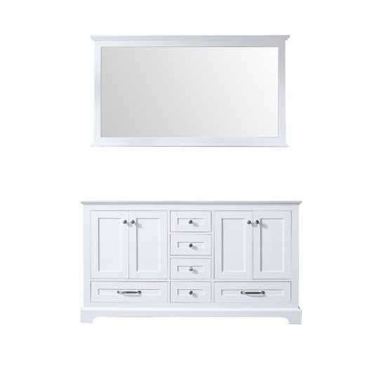 Dukes 60" White Double Vanity, no Top and 58" Mirror