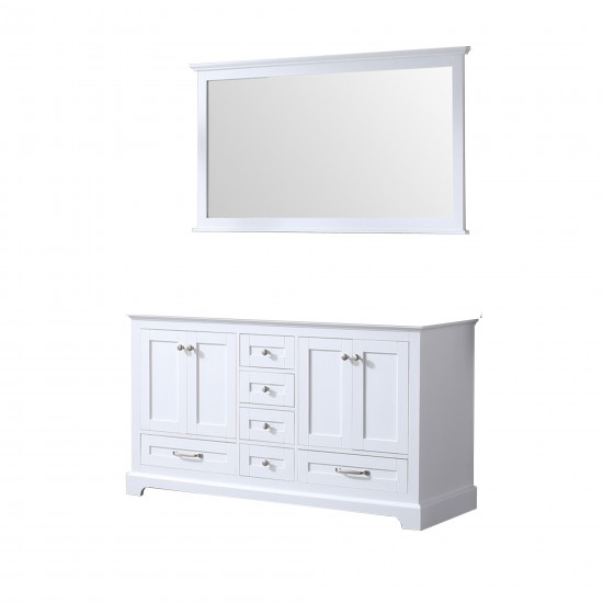 Dukes 60" White Double Vanity, no Top and 58" Mirror