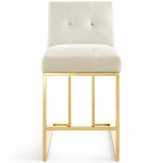 Privy Gold Stainless Steel Performance Velvet Counter Stool