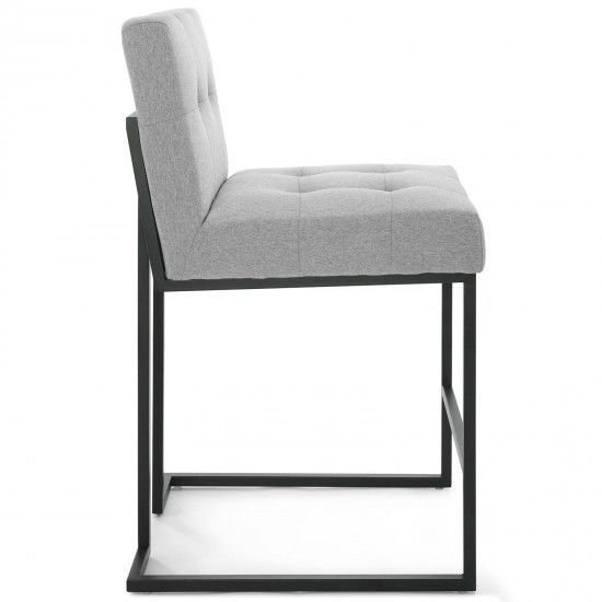 Privy Black Stainless Steel Upholstered Fabric Counter Stool