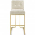 Privy Gold Stainless Steel Upholstered Fabric Bar Stool