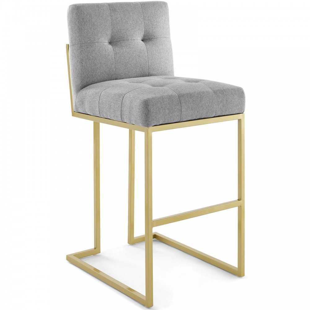 Privy Gold Stainless Steel Upholstered Fabric Bar Stool