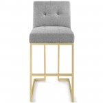 Privy Gold Stainless Steel Upholstered Fabric Bar Stool