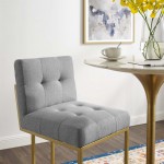 Privy Gold Stainless Steel Upholstered Fabric Bar Stool