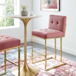 Privy Gold Stainless Steel Performance Velvet Bar Stool