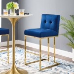 Privy Gold Stainless Steel Performance Velvet Bar Stool