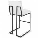 Privy Black Stainless Steel Upholstered Fabric Bar Stool