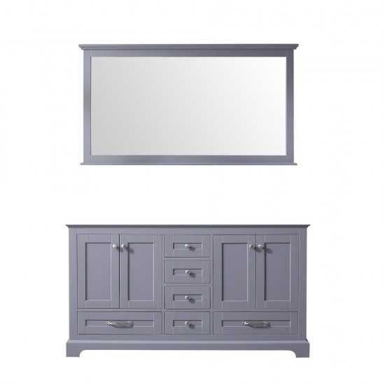 Dukes 60" Dark Grey Double Vanity, no Top and 58" Mirror