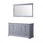 Dukes 60" Dark Grey Double Vanity, no Top and 58" Mirror