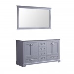 Dukes 60" Dark Grey Double Vanity, no Top and 58" Mirror