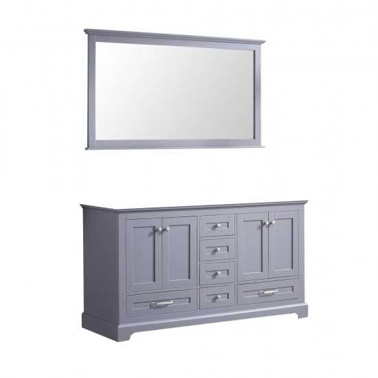 Dukes 60" Dark Grey Double Vanity, no Top and 58" Mirror