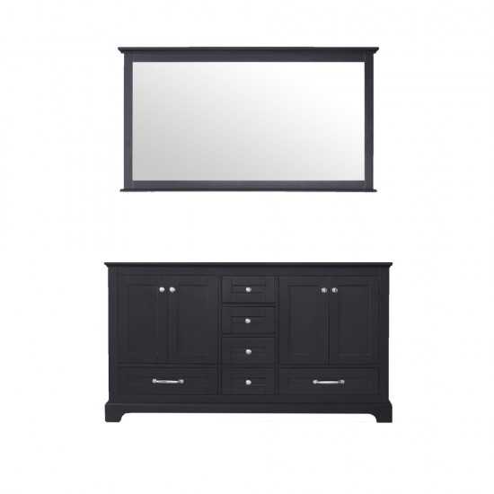 Dukes 60" Espresso Double Vanity, no Top and 58" Mirror