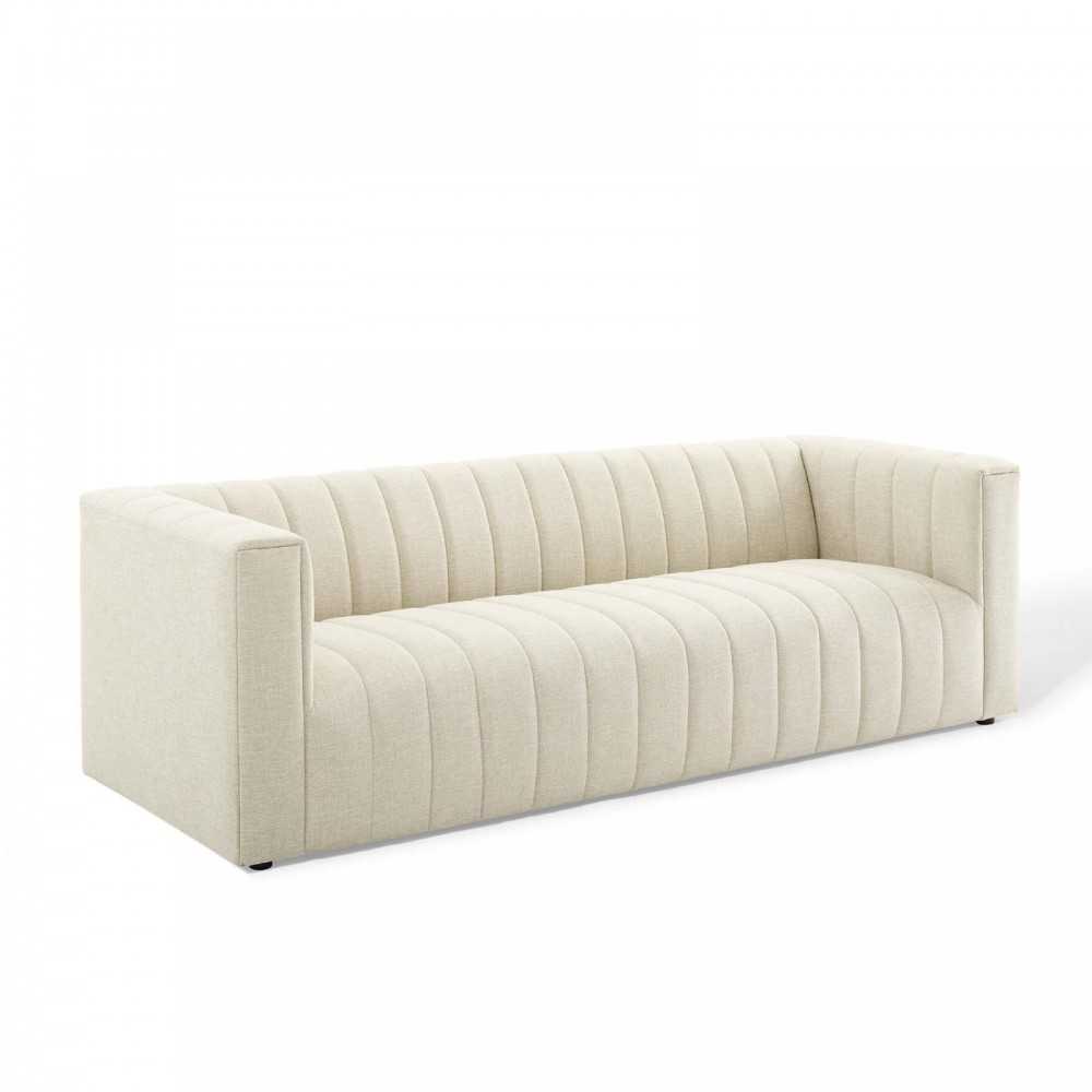 Reflection Channel Tufted Upholstered Fabric Sofa