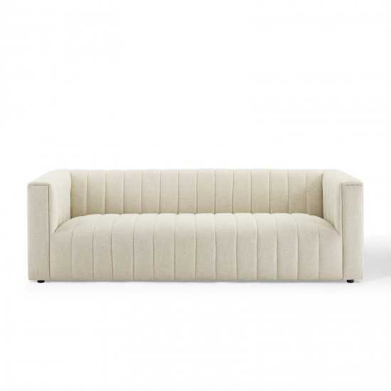 Reflection Channel Tufted Upholstered Fabric Sofa