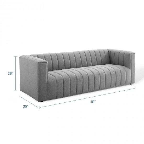 Reflection Channel Tufted Upholstered Fabric Sofa