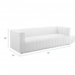 Reflection Channel Tufted Upholstered Fabric Sofa