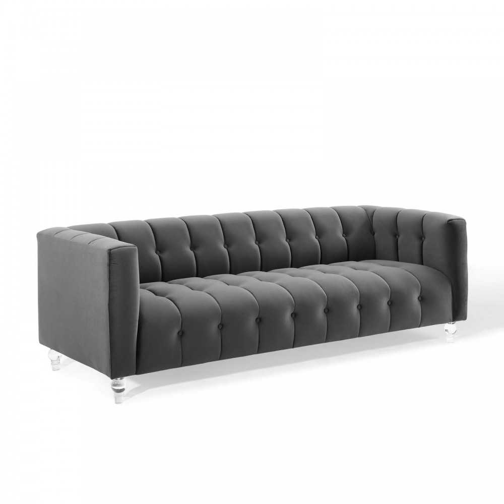 Mesmer Channel Tufted Button Performance Velvet Sofa Mesmer Channel Tufted Button Performance Velvet Sofa