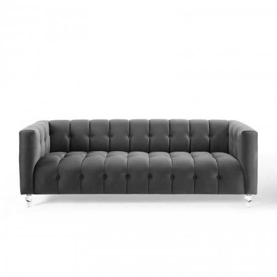 Mesmer Channel Tufted Button Performance Velvet Sofa
