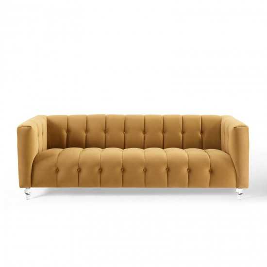 Mesmer Channel Tufted Button Performance Velvet Sofa