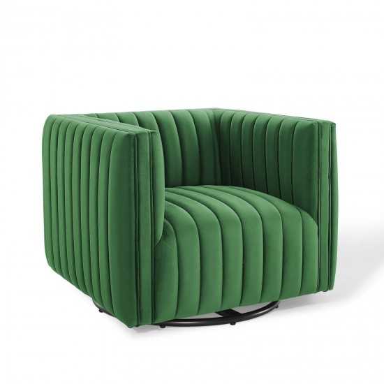 Conjure Channel Tufted Performance Velvet Swivel Armchair