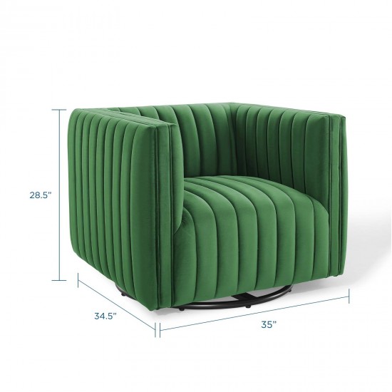 Conjure Channel Tufted Performance Velvet Swivel Armchair