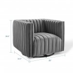 Conjure Channel Tufted Performance Velvet Swivel Armchair