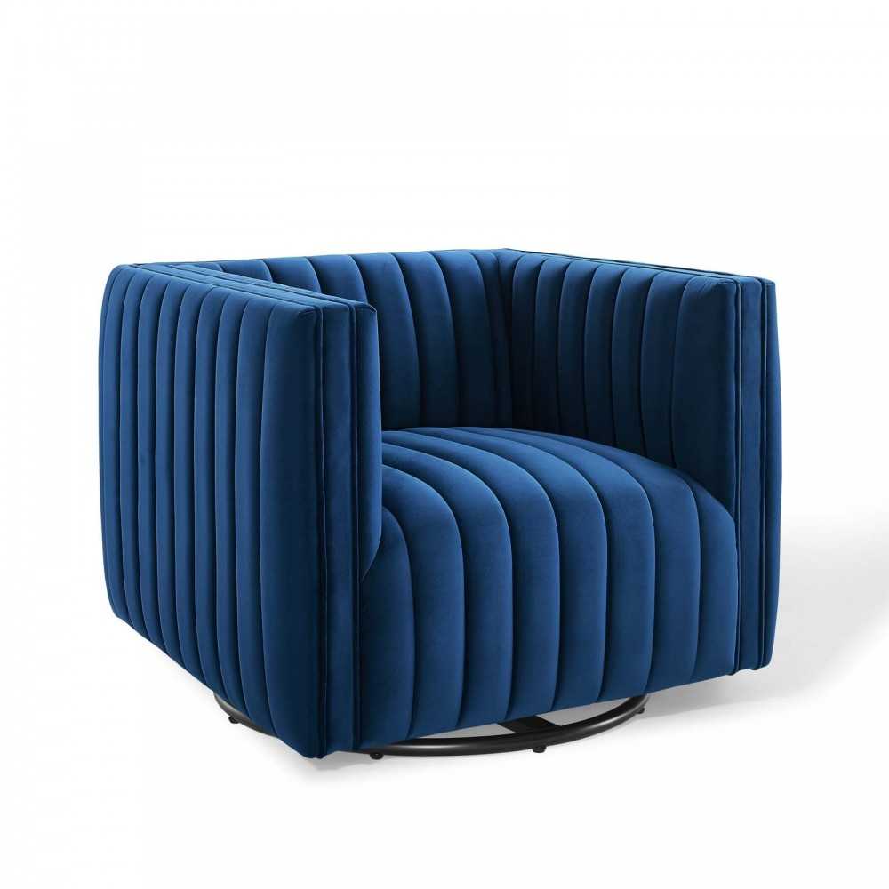 Conjure Channel Tufted Performance Velvet Swivel Armchair Conjure Channel Tufted Performance Velvet Swivel Armchair