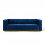 Charisma Channel Tufted Performance Velvet Living Room Sofa