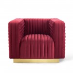 Charisma Channel Tufted Performance Velvet Accent Armchair