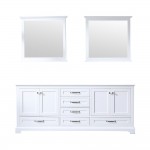 Dukes 80" White Double Vanity, no Top and 30" Mirrors