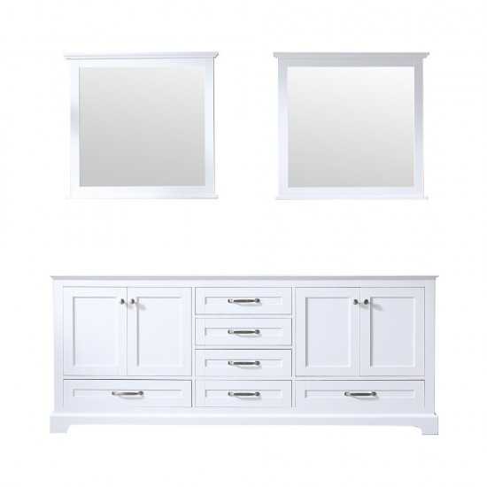 Dukes 80" White Double Vanity, no Top and 30" Mirrors