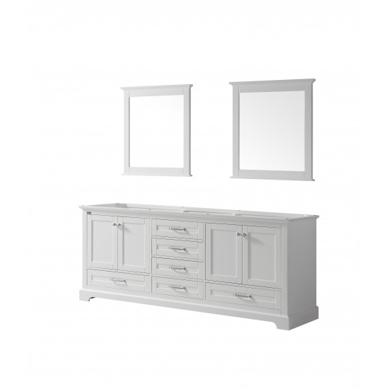 Dukes 80" White Double Vanity, no Top and 30" Mirrors