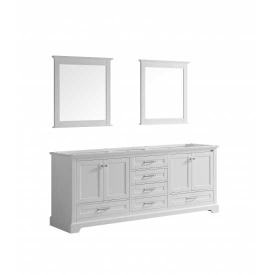 Dukes 80" White Double Vanity, no Top and 30" Mirrors