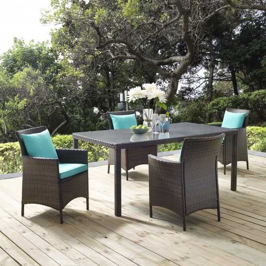 Conduit 5 Piece Outdoor Patio Wicker Rattan Set