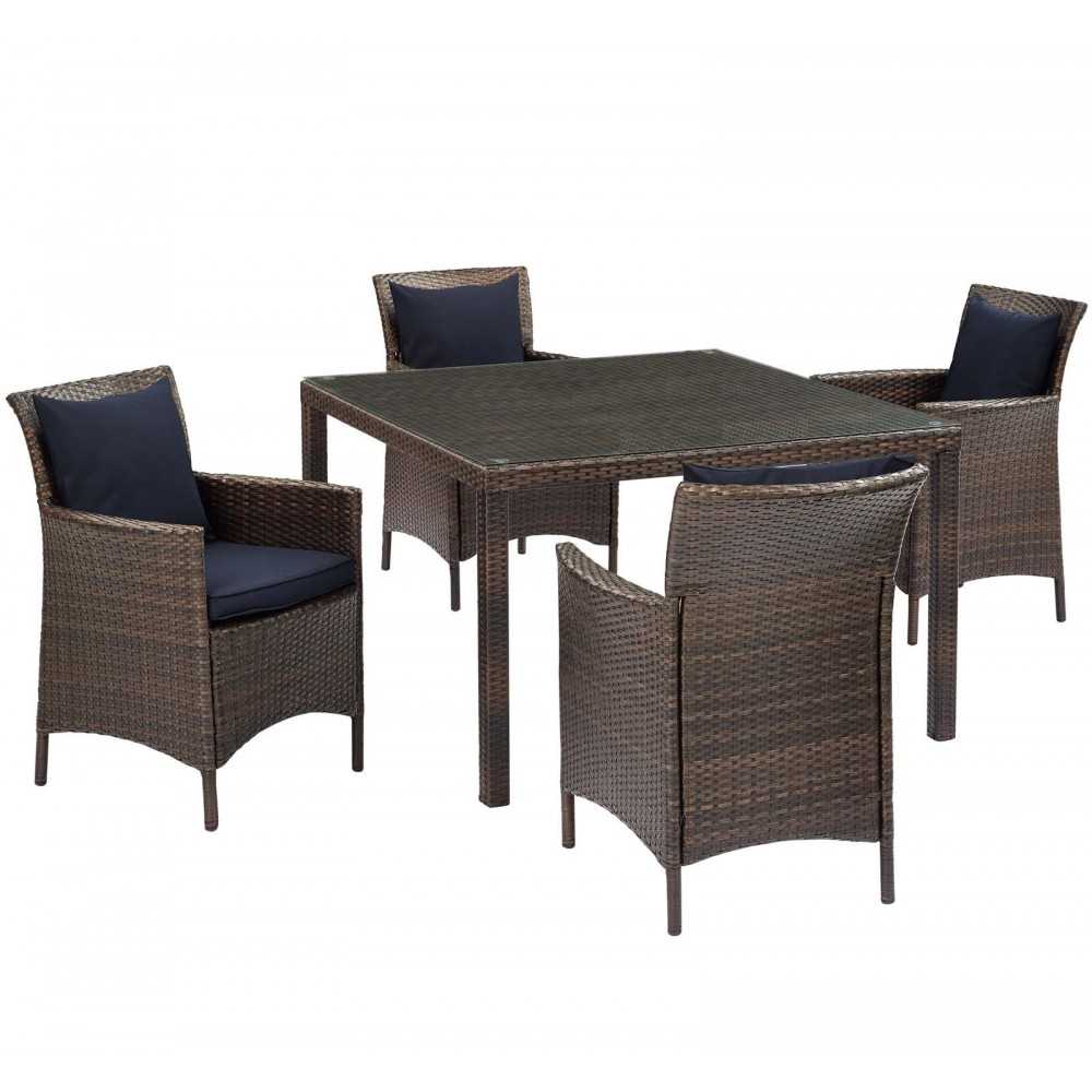 Conduit 5 Piece Outdoor Patio Wicker Rattan Set