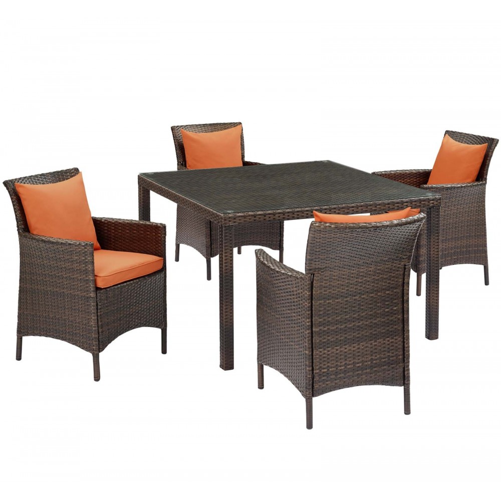 Conduit 5 Piece Outdoor Patio Wicker Rattan Set