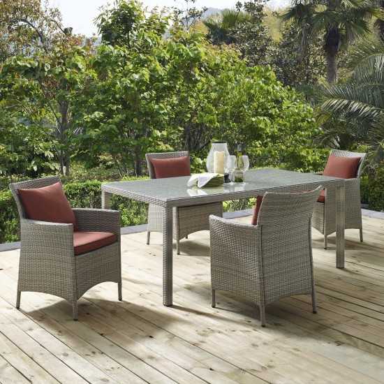 Conduit 5 Piece Outdoor Patio Wicker Rattan Dining Set