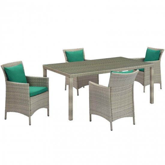 Conduit 5 Piece Outdoor Patio Wicker Rattan Dining Set